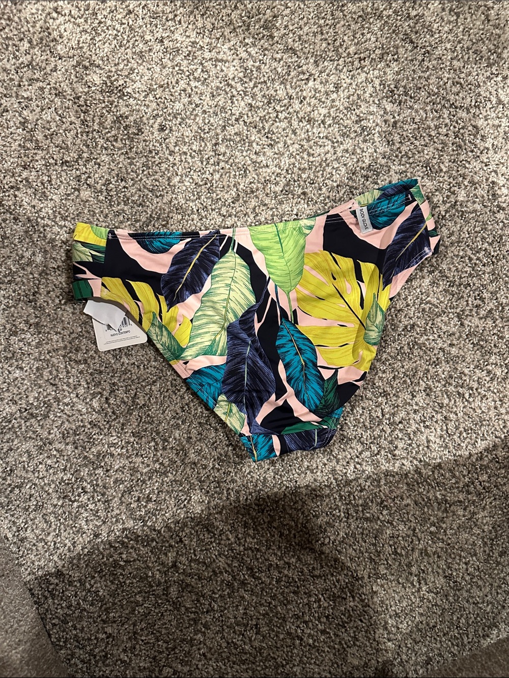 Body Glove Pink Tropical Leaf Bikini Bottom with Green Accents - Picture 2 of 2